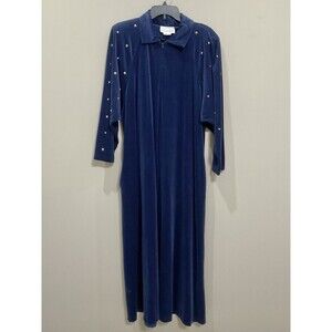 VTG Saks Fifth Avenue Periphery Navy Velour Robe Kaftan Sz L Kathleen Usherwood